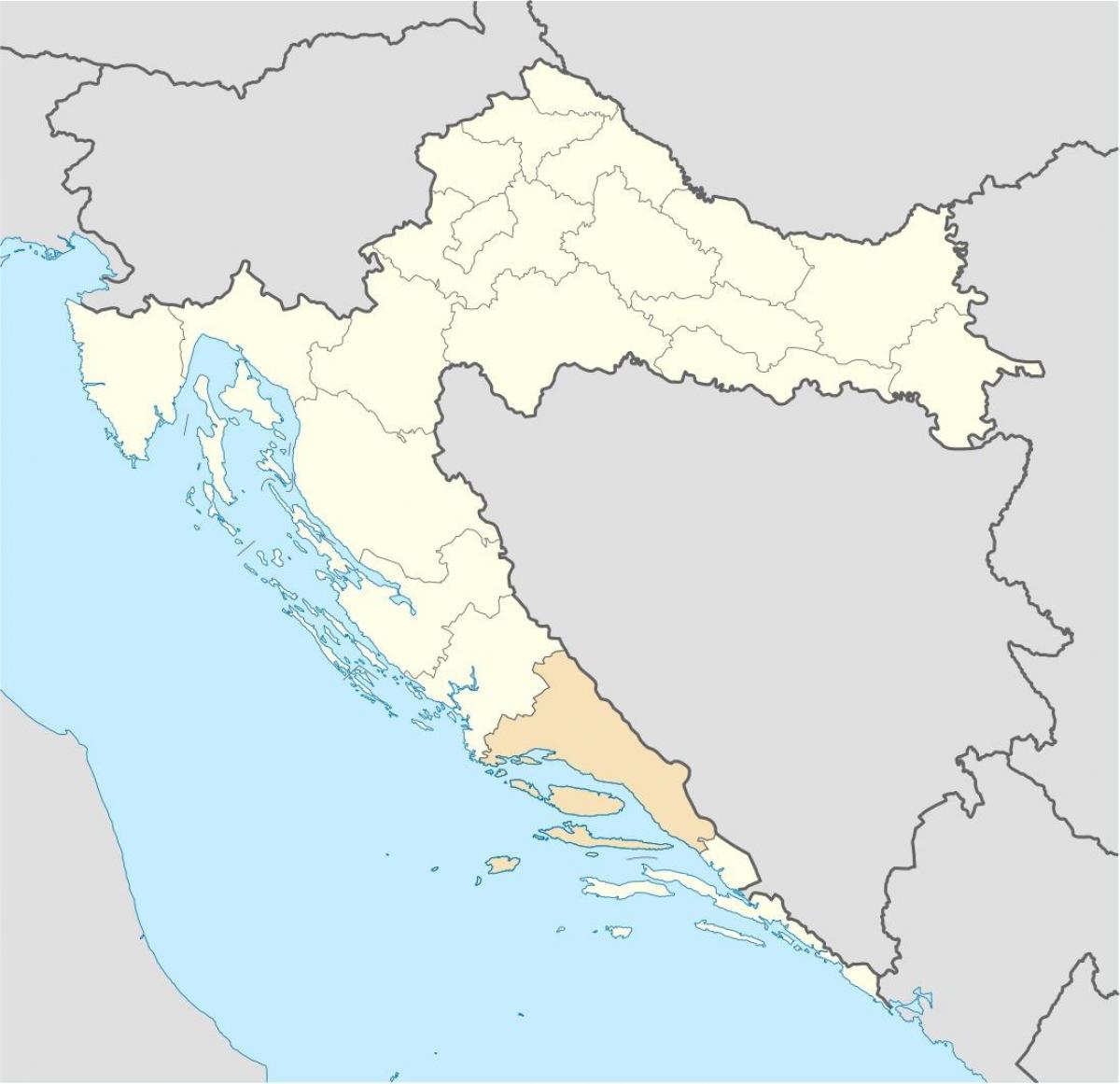 kart over dalmatia kroatia 