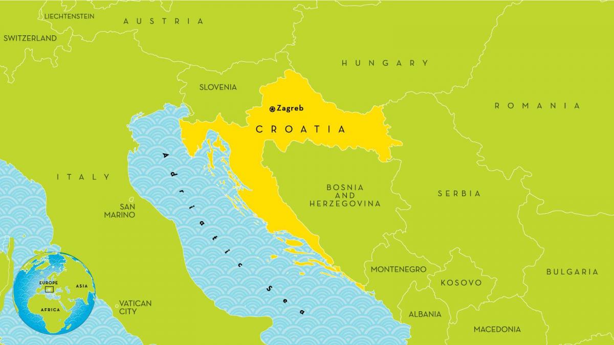 kart over kroatia og omkringliggende områder