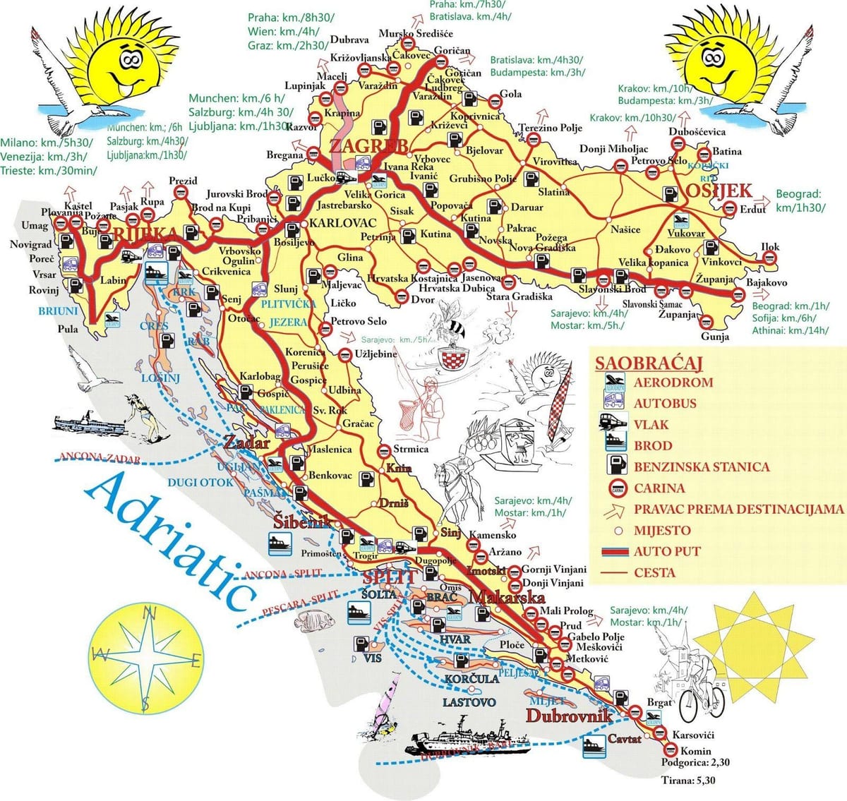 kroatia ferie destinasjoner kart