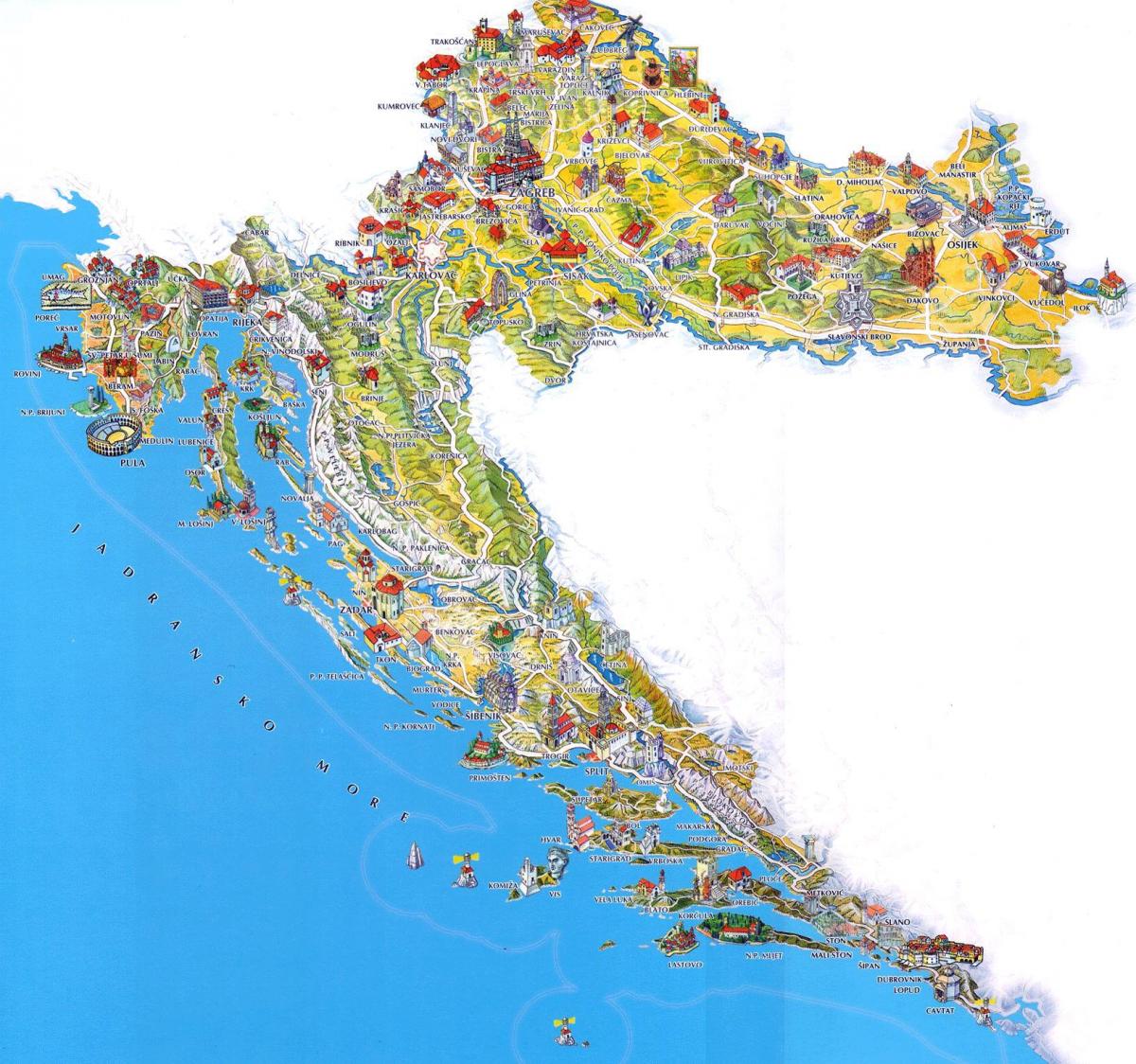 kroatia turistattraksjonene kart