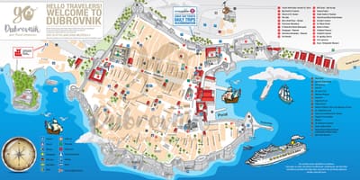 Kart av gamlebyen i dubrovnik, kroatia
