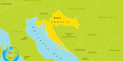 Kart over kroatia og omkringliggende områder