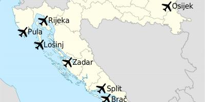 Kart over kroatia viser flyplasser